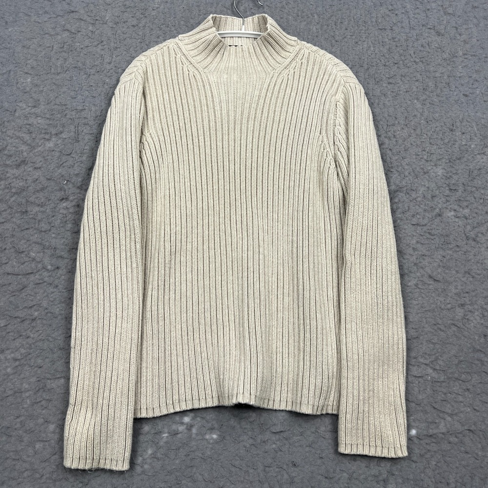 Lauren Ralph Lauren Sweater Women's Medium Ivory Ribbed Mock Neck Knit Pullover‎